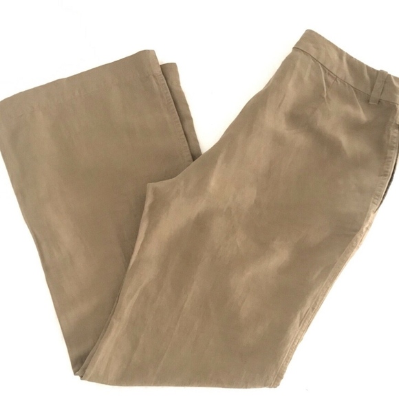 Ralph Lauren | Womens Brown Linen Silk Wide Leg - Picture 4 of 5